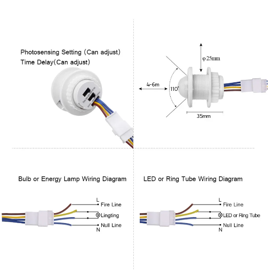 DC5V 12V 24V PIR Motion Sensor Light Switch 220V 110V Time Delay/Mode Adjust Infrared Human Body Motion Detector Auto Control